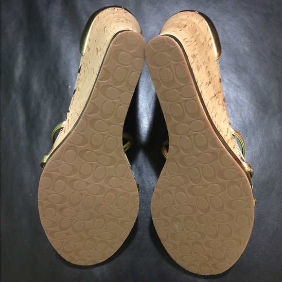 NWOT Coach Gold Wedge Sandals - Picture 7 of 8
